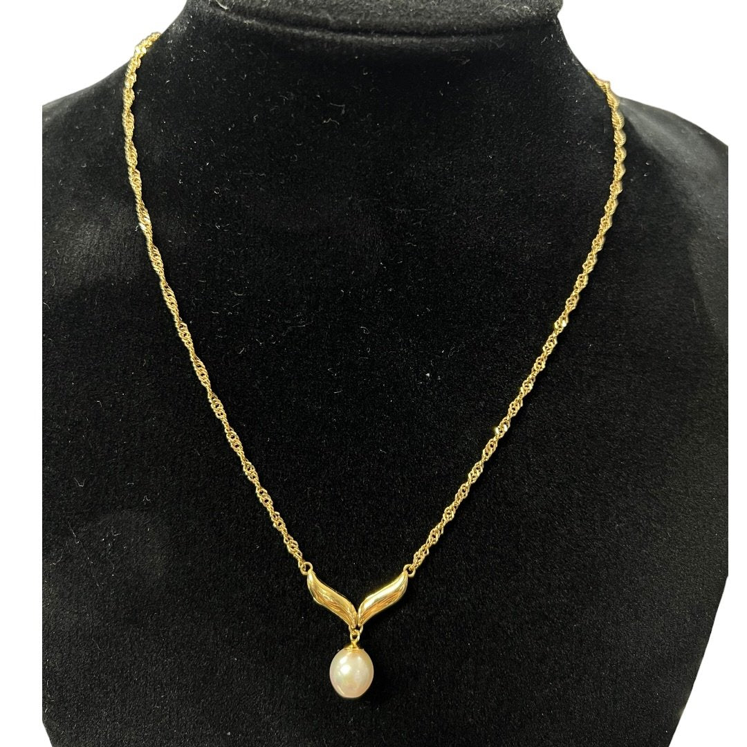 ACCESSORY UNBRANDED Gold, Pearl Necklace Gold, Cream Gold-tone Hardware je19