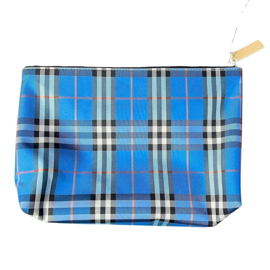 BURBERRY Canvas Blue Nova Check Pouch Pouch Blue Silver Hardware Bu1222