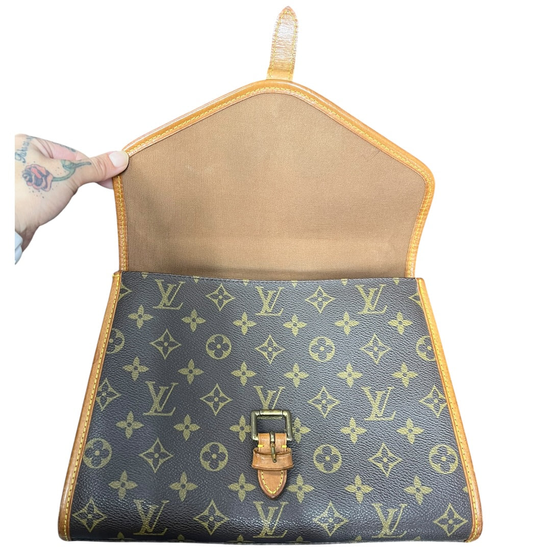 LOUIS VUITTON Monogram Canvas Monceau Handbag, Shoulder Bag Brown, Tan Gold Hardware LO2375