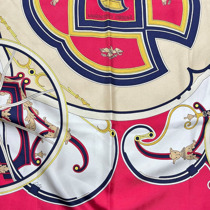 HERMES Silk Washington's Carriage Fuchsia, Navy, Cream, Gold HE461