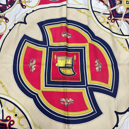 HERMES Silk Washington's Carriage Fuchsia, Navy, Cream, Gold HE461