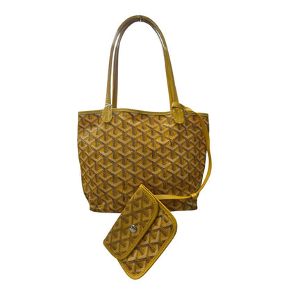 GOYARD Goyardine Canvas St. Louis Tote with Detachable Pouch Tote Yellow Silver Hardware GO29