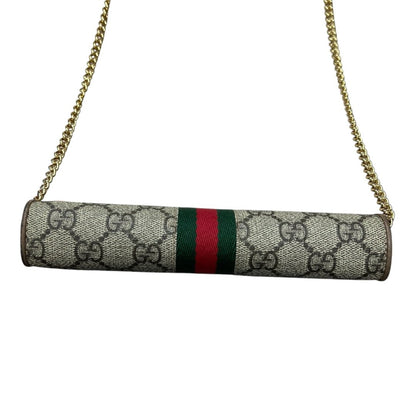 GUCCI GG Supreme Canvas Ophidia GG Supreme Chain Wallet Wallet on Chain Beige, Brown, Green, Red Gold Hardware GU683