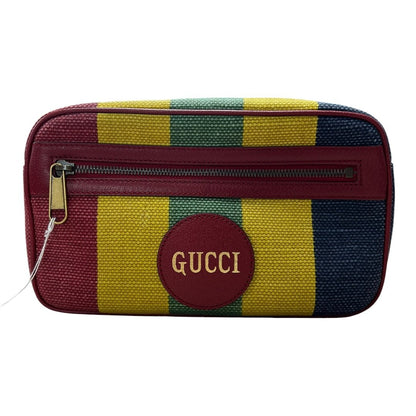 GUCCI Canvas Striped Canvas Belt Bag Belt Bag Multi-color (Red, Yellow, Green, Blue) Gold Hardware GU685