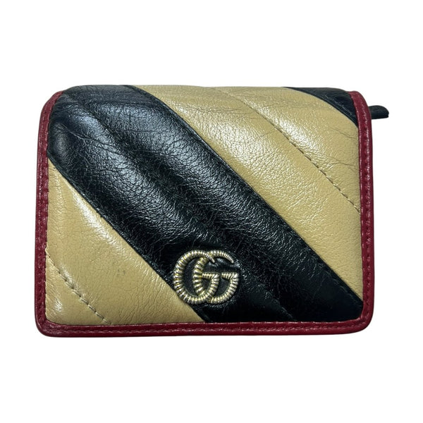 GUCCI Matelassé Leather GG Marmont Matelassé Wallet Wallet Beige, Black, Red Gold Hardware GU686