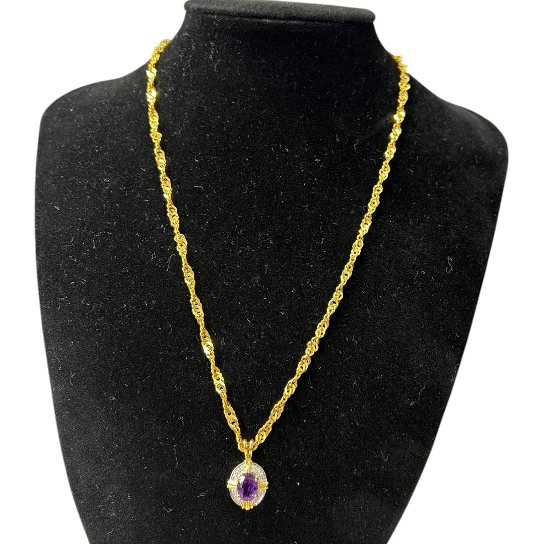 ACCESSORY UNBRANDED 18K Gold, Amethyst Gold, Purple, Clear Gold Hardware je32