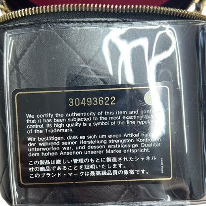 CHANEL Lambskin Vanity Case Shoulder Bag Black Gold Hardware CH2192