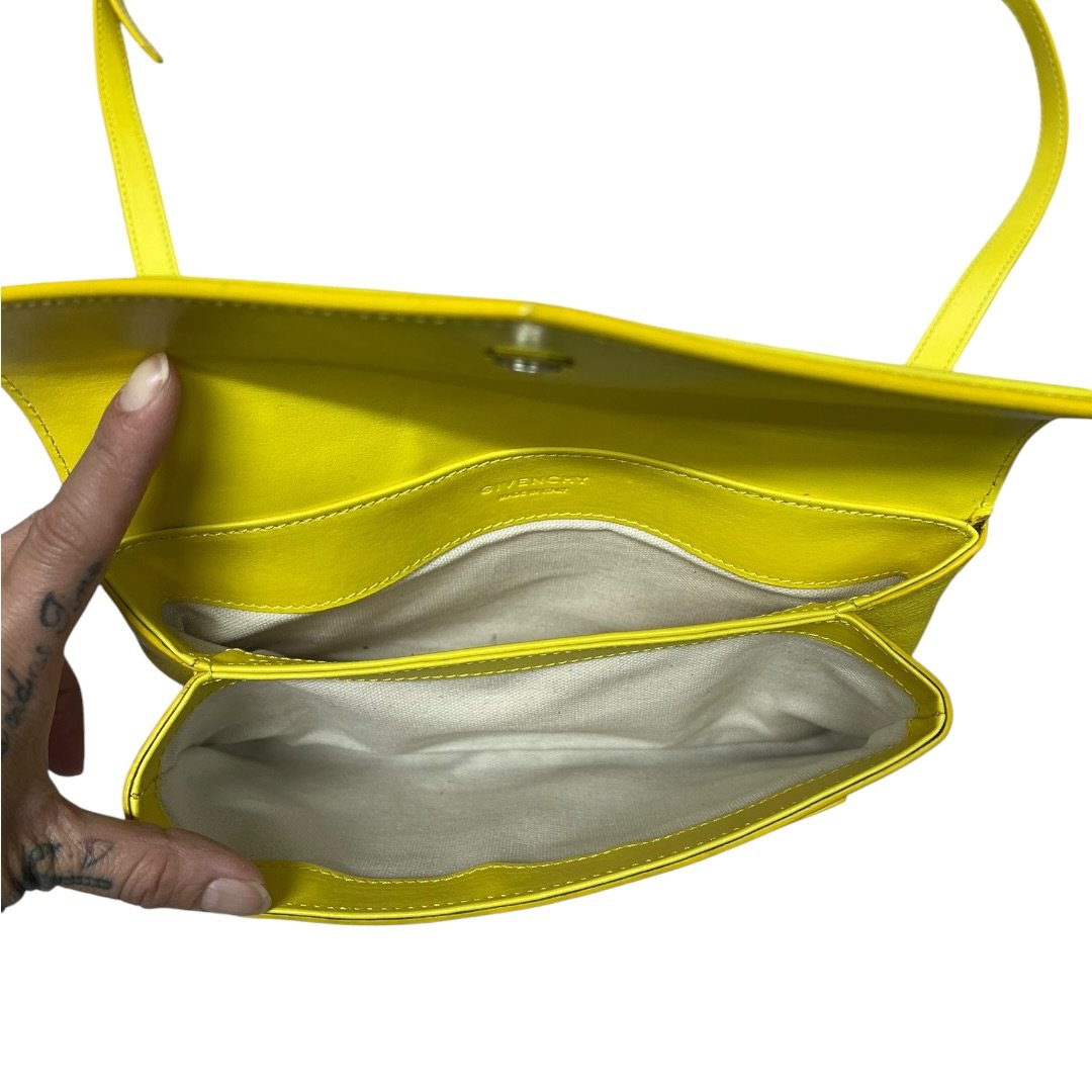 GIVENCHY Leather Shoulder Bag Yellow, White Silver-tone Hardware GI36