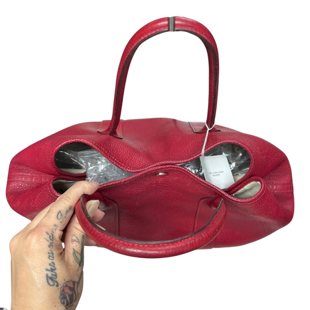 HERMES Negonda Leather Garden Party Tote Red Silver Hardware HE464