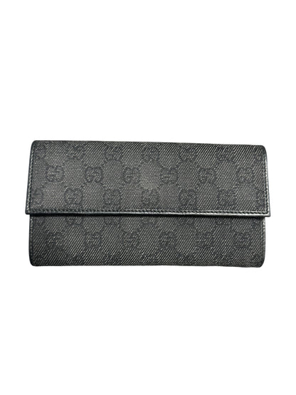 GUCCI GG Canvas Continental Long Wallet Black GU687