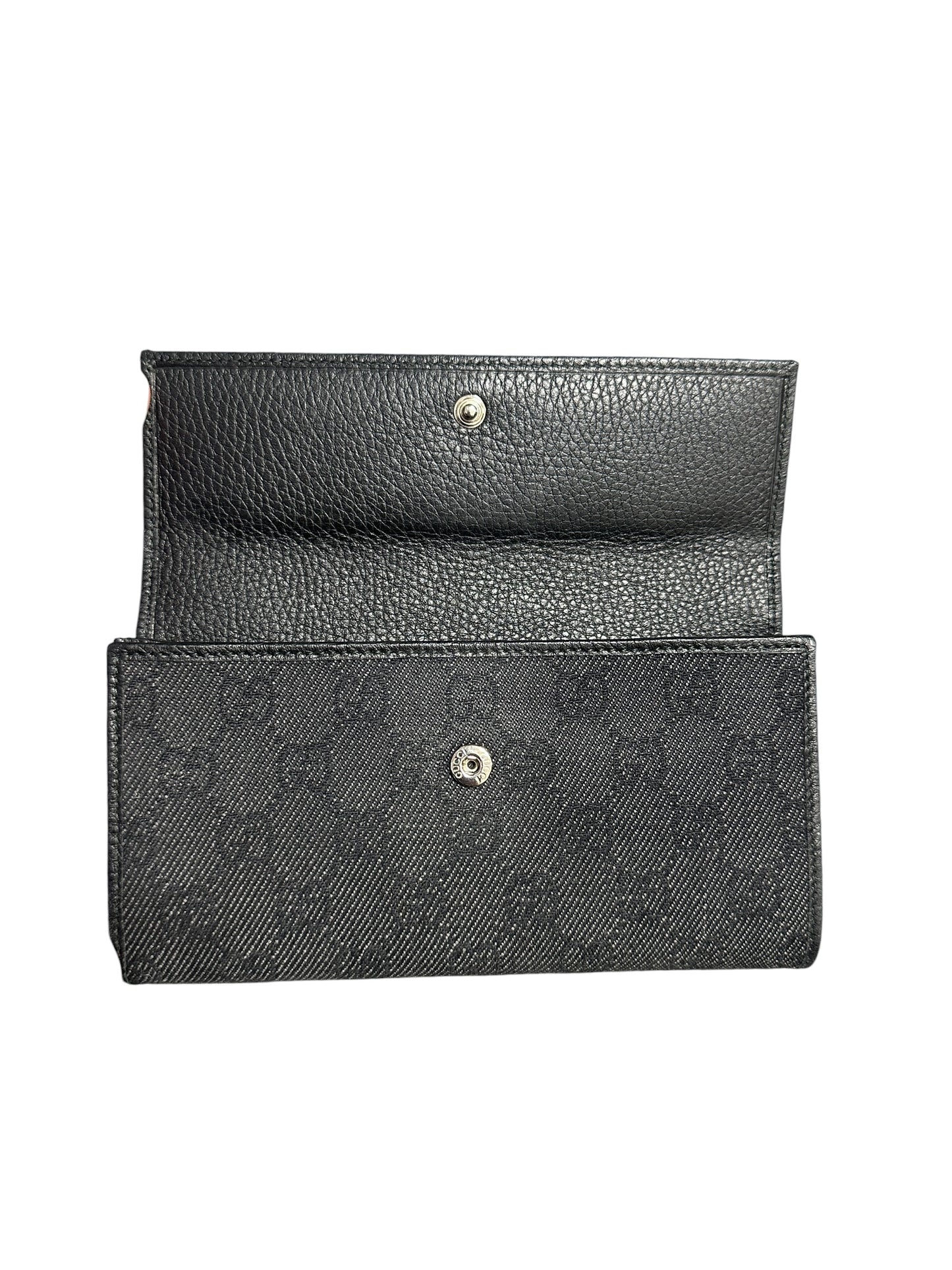 GUCCI GG Canvas Continental Long Wallet Black GU687