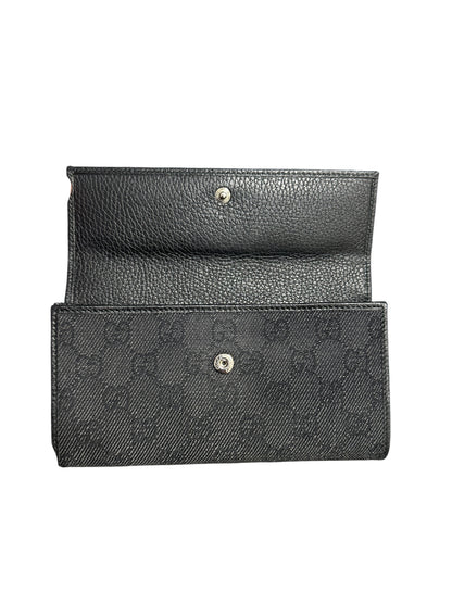 GUCCI GG Canvas Continental Long Wallet Black GU687