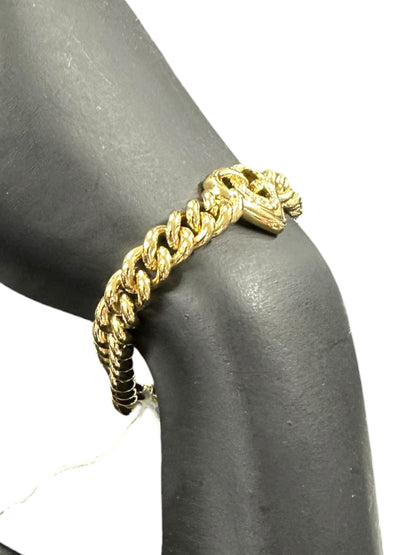 GIVENCHY Gold Tone Curb Chain Bracelet Heart Charm je57