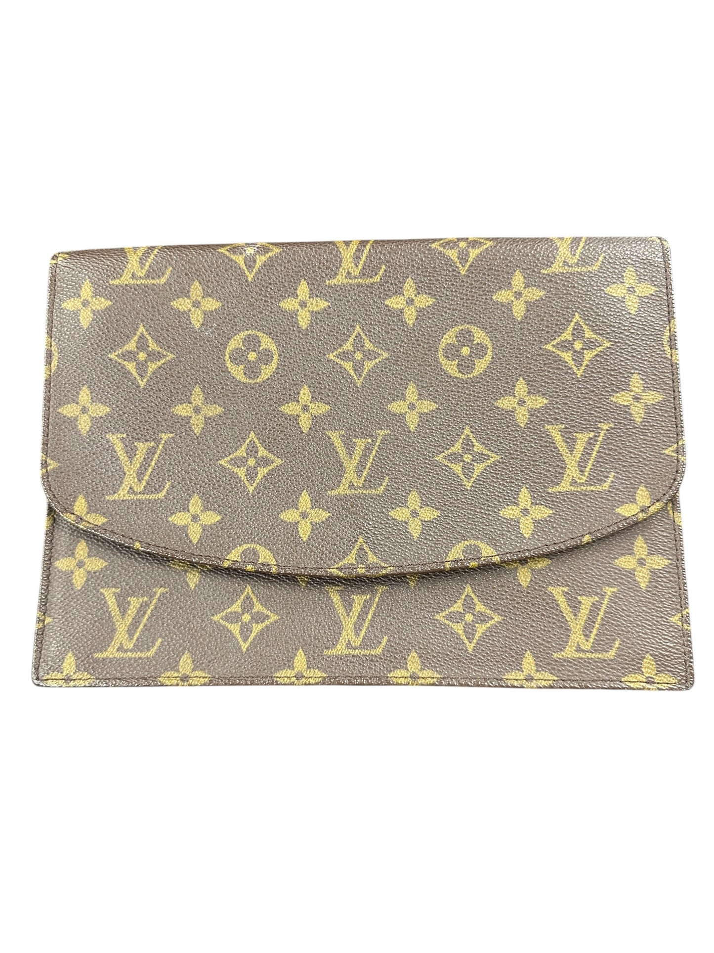 LOUIS VUITTON Monogram Pochette Rabat Clutch Bag Brown Gold Hardware LO2376