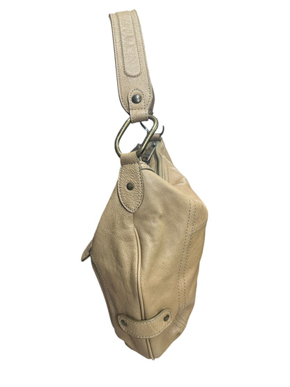 BURBERRY Blue Label Leather Shoulder Bag Camel Silver Hardware BU1226