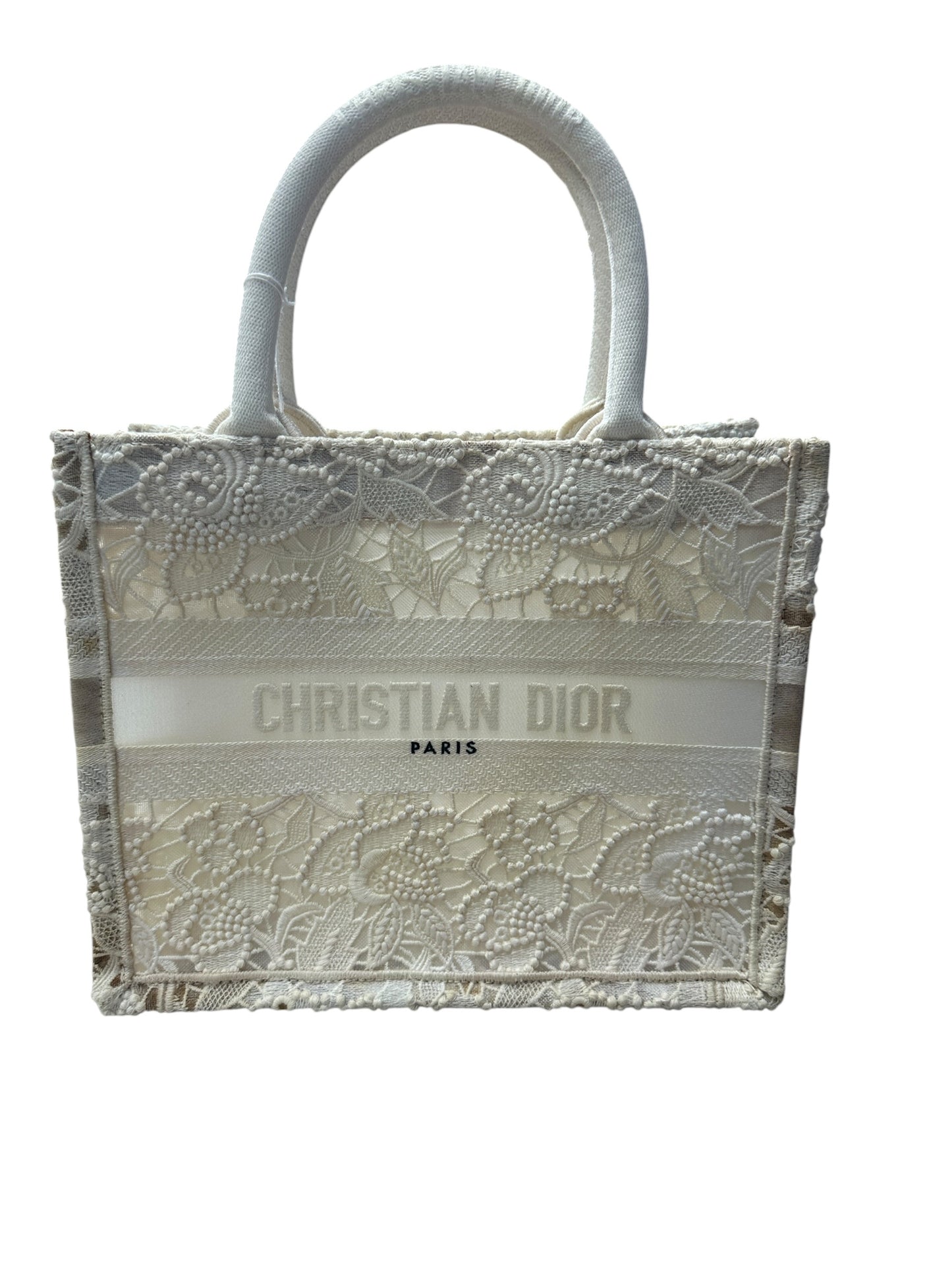 Christian Dior D-Lace Book Tote Small Tote Bag White Ch2197