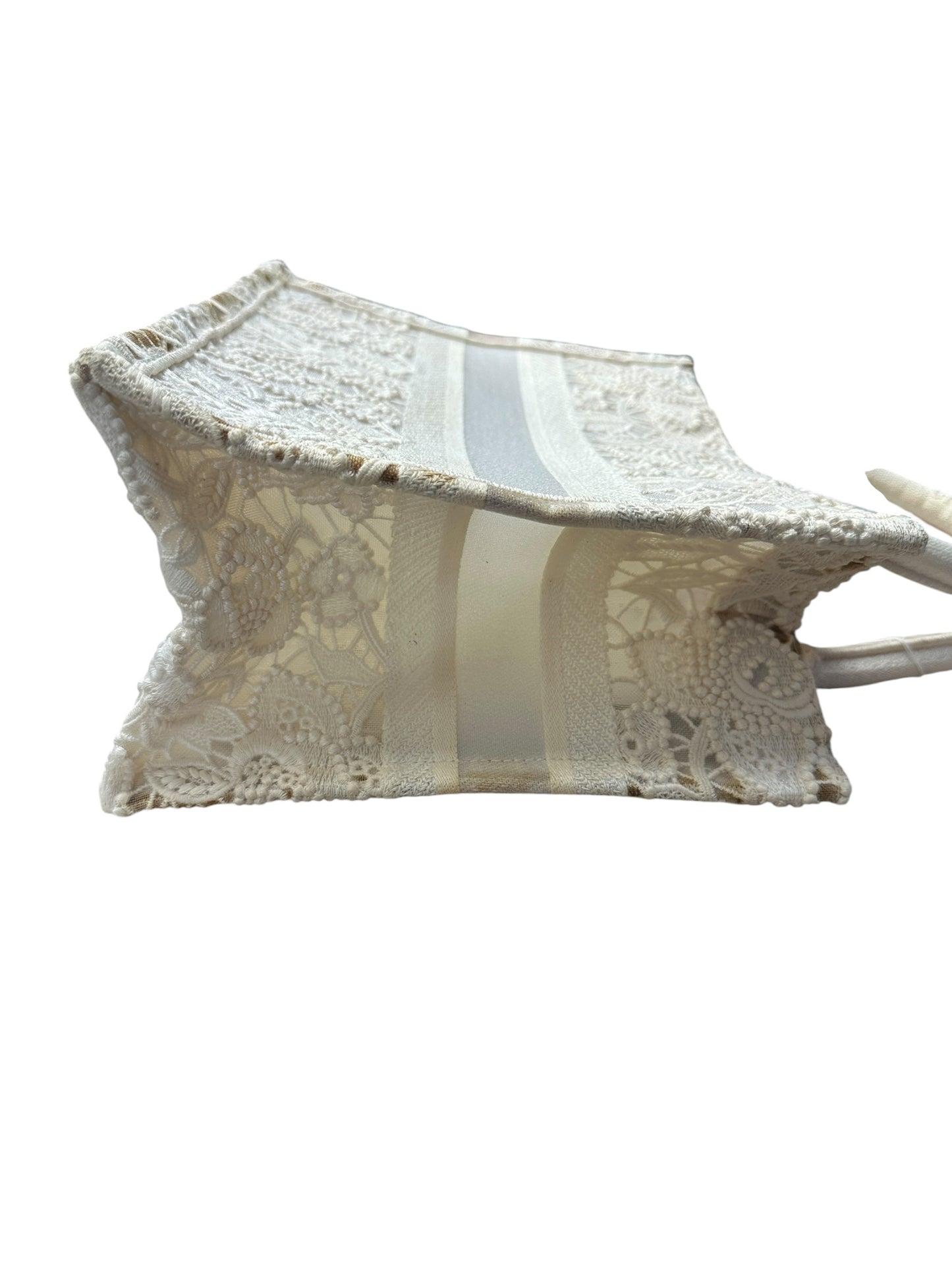 Christian Dior D-Lace Book Tote Small Tote Bag White Ch2197