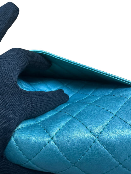 CHANEL Lambskin Matelasse Gemstone Flap Bag Turquoise Gold Hardware CH2201
