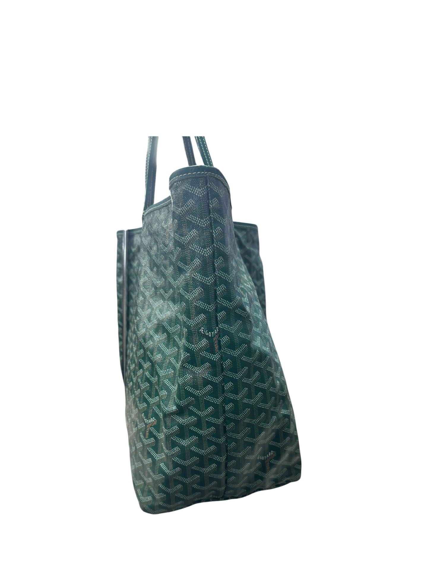 GOYARD Goyardine St Louis GM Tote Bag Green Silver Hardware GO31
