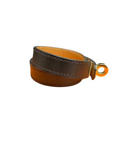 HERMES Box Calf Kelly Double Tour Bracelet Black Gold Hardware HE468