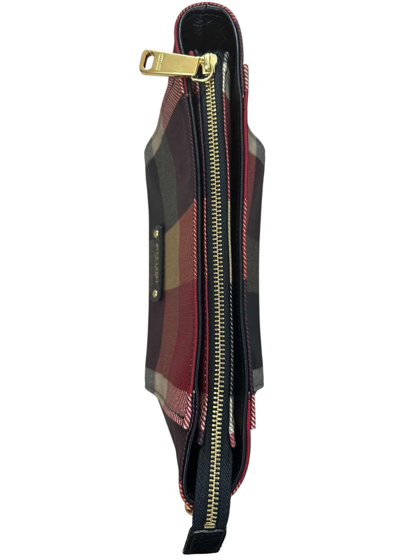 BURBERRY Blue Label Crestbridge Mega Check Canvas 2way Pouch Clutch Shoulder Bag Red Black Gold Hardware BU1228