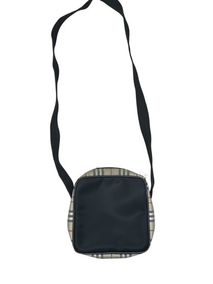 BURBERRY Nova Check Canvas Leather Mini Crossbody Shoulder Bag Beige Black Silver Hardware BU1229