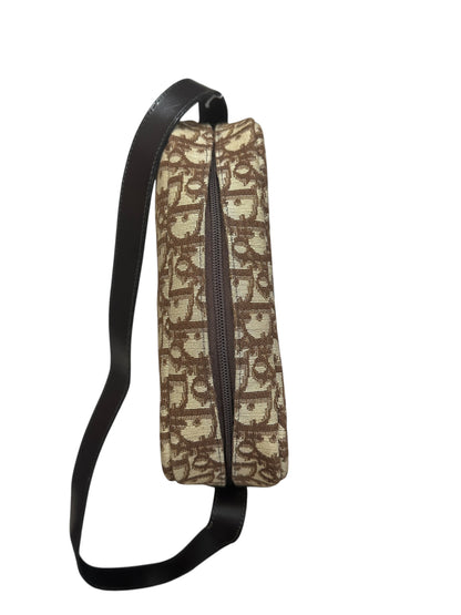 Christian Dior Trotter Canvas Shoulder Bag Brown Gold Hardware Ch2198