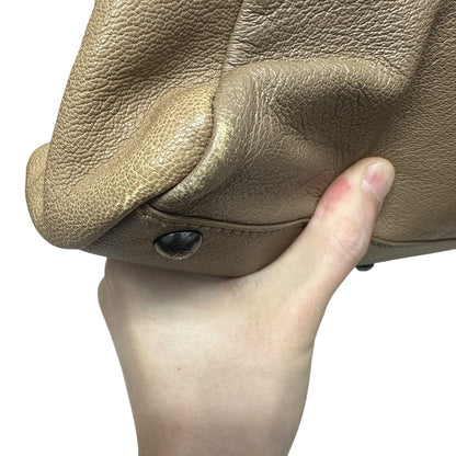 FENDI Calfskin Leather Peekaboo Large Handbag Beige Silver Gold Hardware FE390