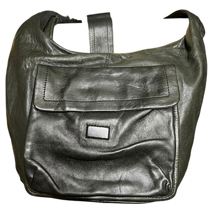 GIVENCHY Leather Hobo Shoulder Bag Shoulder Bag Black Gold Hardware GI38