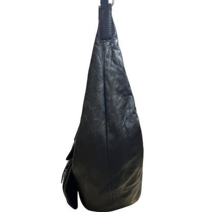 GIVENCHY Leather Hobo Shoulder Bag Shoulder Bag Black Gold Hardware GI38