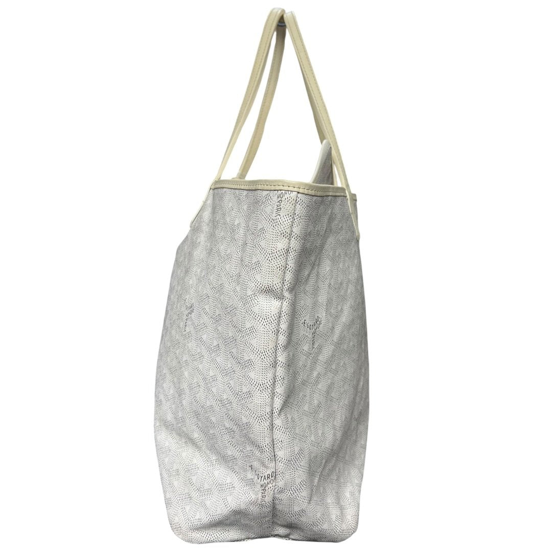 GOYARD Goyardine Canvas St. Louis GM Tote Bag White and Light Beige Silver Hardware GO30