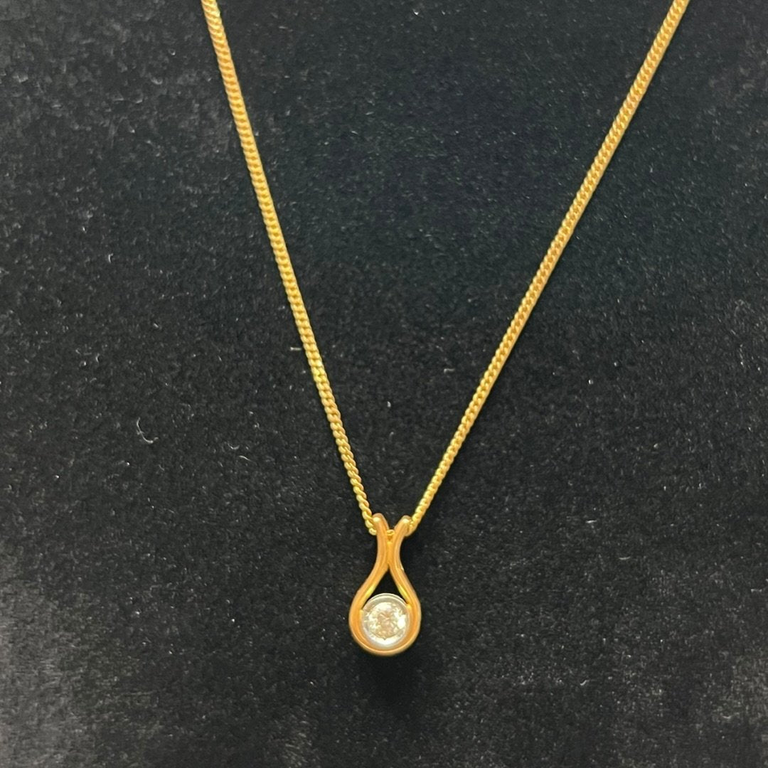 UNBRANDED Accessory 18K Yellow Gold Necklace Gold, Clear Gold Hardware je55