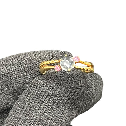 UNBRANDED Accessory Gold, Gemstones Ring Gold, Light Blue, Pink Gold Hardware je43