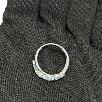 UNBRANDED Accessory Platinum, Aquamarine Ring Silver, Light Blue Silver Hardware je39