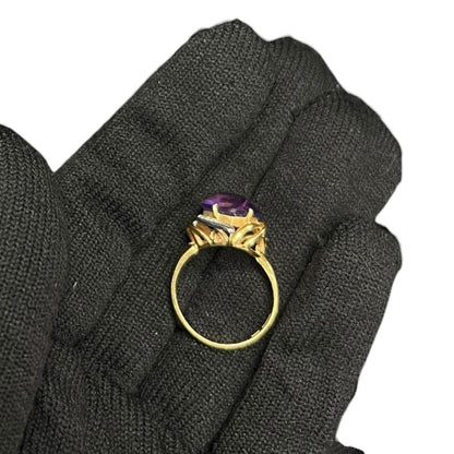 UNBRANDED Accessory 18K Gold, Amethyst, Diamonds Ring Purple, Gold, White je37