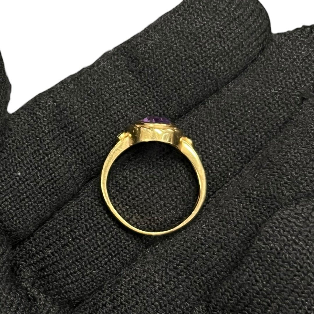 UNBRANDED Accessory 18K Gold, Amethyst Ring Gold, Purple, Clear Yellow Gold Tone je45