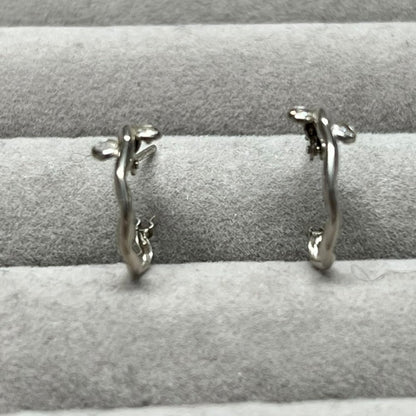 UNBRANDED Accessory 14K White Gold Hoop Earrings Silver White Gold Hardware je35