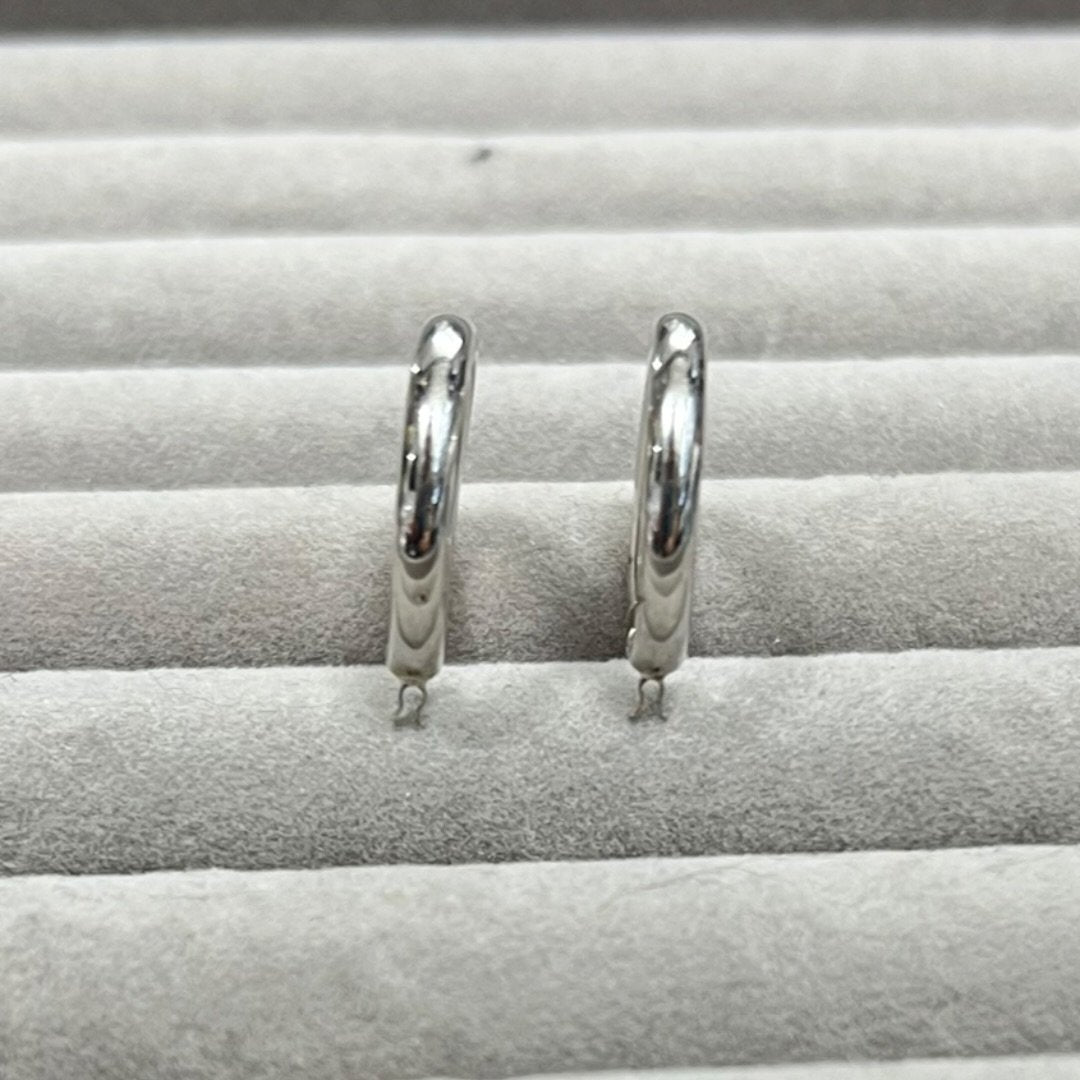 UNBRANDED Accessory White Gold Hoop Earrings Silver Silver Hardware je34