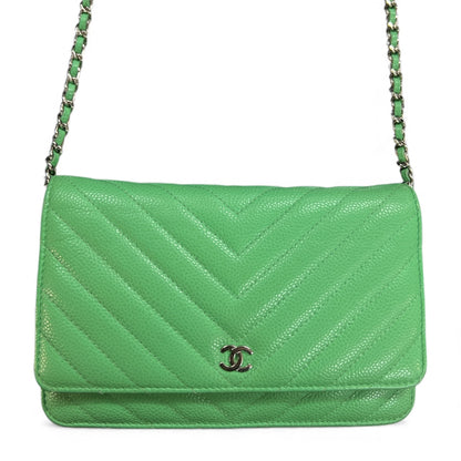 CHANEL Green Chain Wallet Shoulder  Bag CH2026