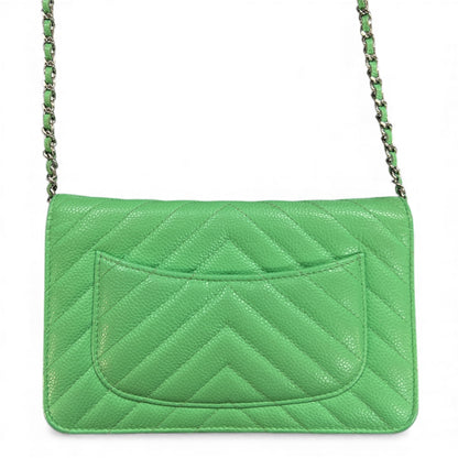 CHANEL Green Chain Wallet Shoulder  Bag CH2026