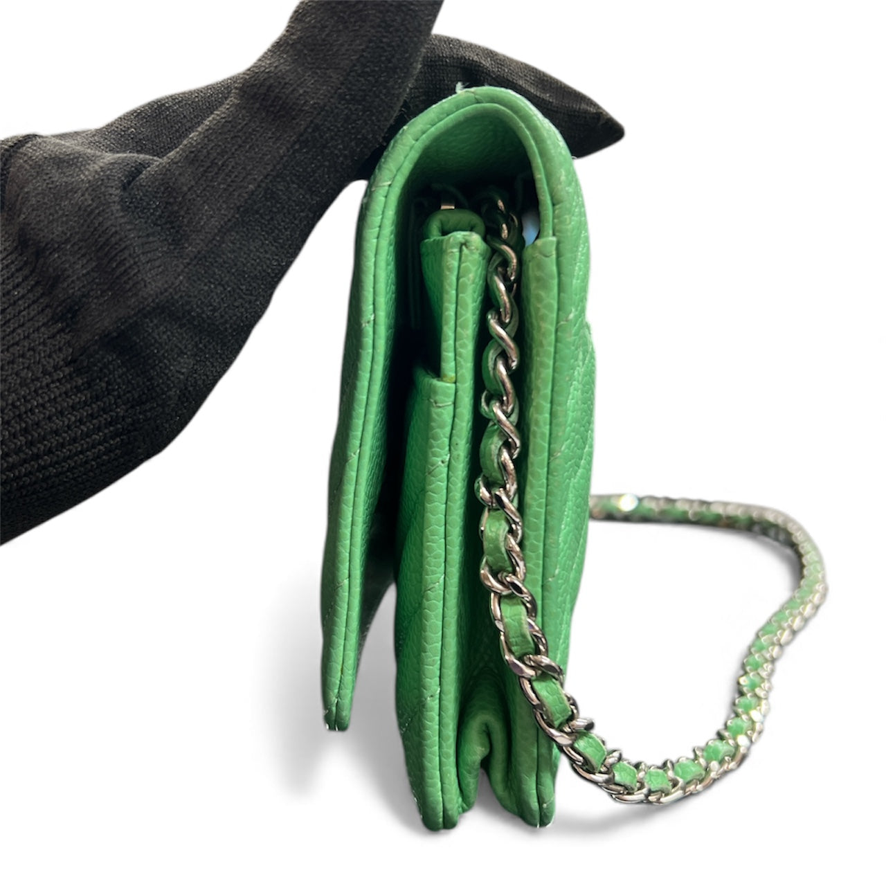 CHANEL Green Chain Wallet Shoulder  Bag CH2026