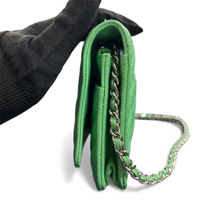 CHANEL Green Chain Wallet Shoulder  Bag CH2026