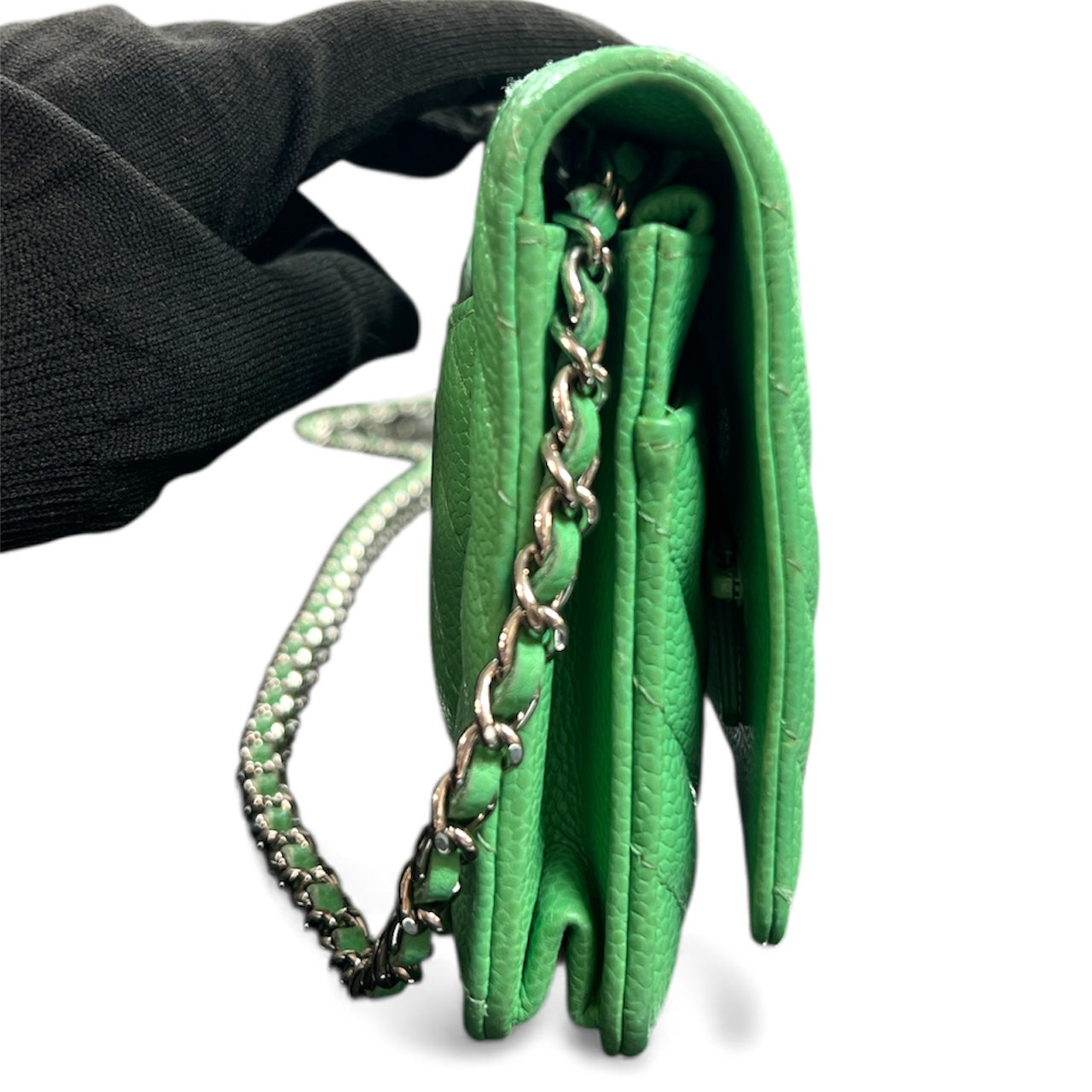 CHANEL Green Chain Wallet Shoulder  Bag CH2026