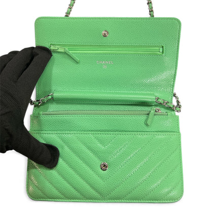 CHANEL Green Chain Wallet Shoulder  Bag CH2026