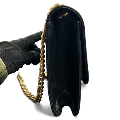 CHANEL Black Leather Chain Shoulder Bag  CH1991
