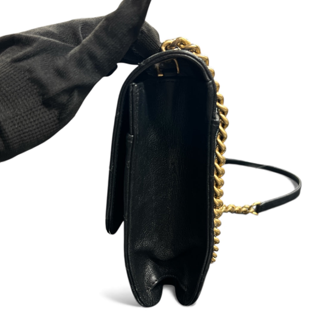 CHANEL Black Leather Chain Shoulder Bag  CH1991