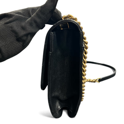 CHANEL Black Leather Chain Shoulder Bag  CH1991