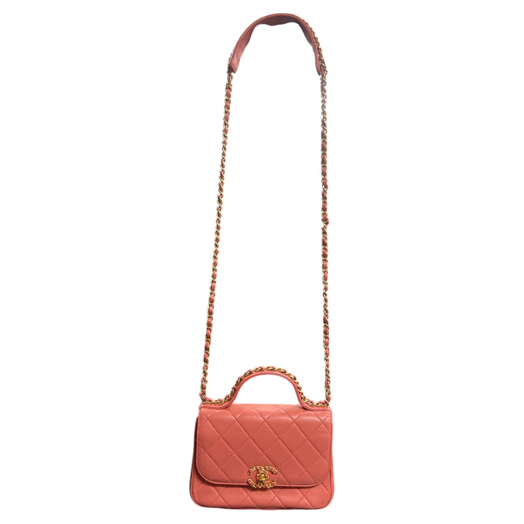 CHANEL Matelassé Top Handle Shoulder  Bag CH1966