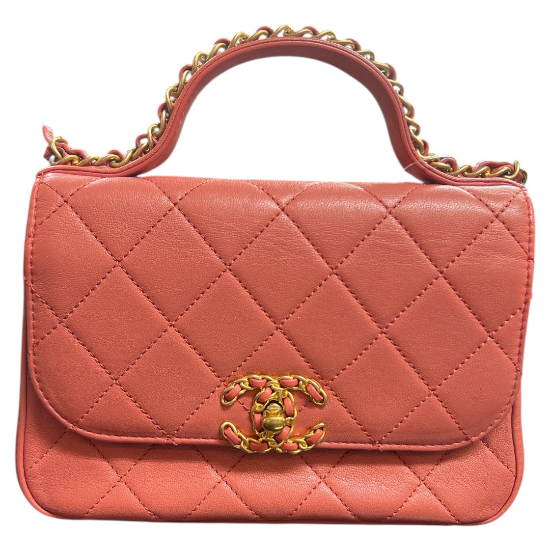 CHANEL Matelassé Top Handle Shoulder  Bag CH1966