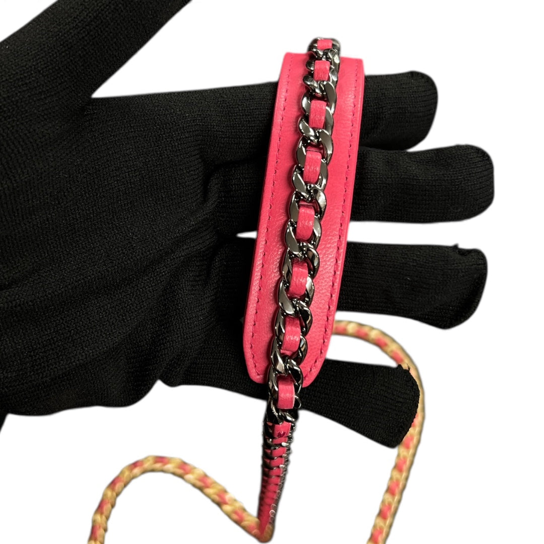 CHANEL Pink Matelassé Leather Chain  Wallet CH1944